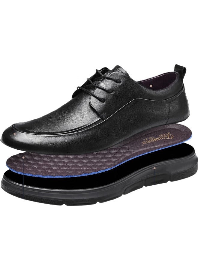 Strongman Top-Grain Leather Fashion Casual Leather Shoes, Lightweight Breathable Simple Men'S Loafers, 87010 Black, Size 41 - Image 2