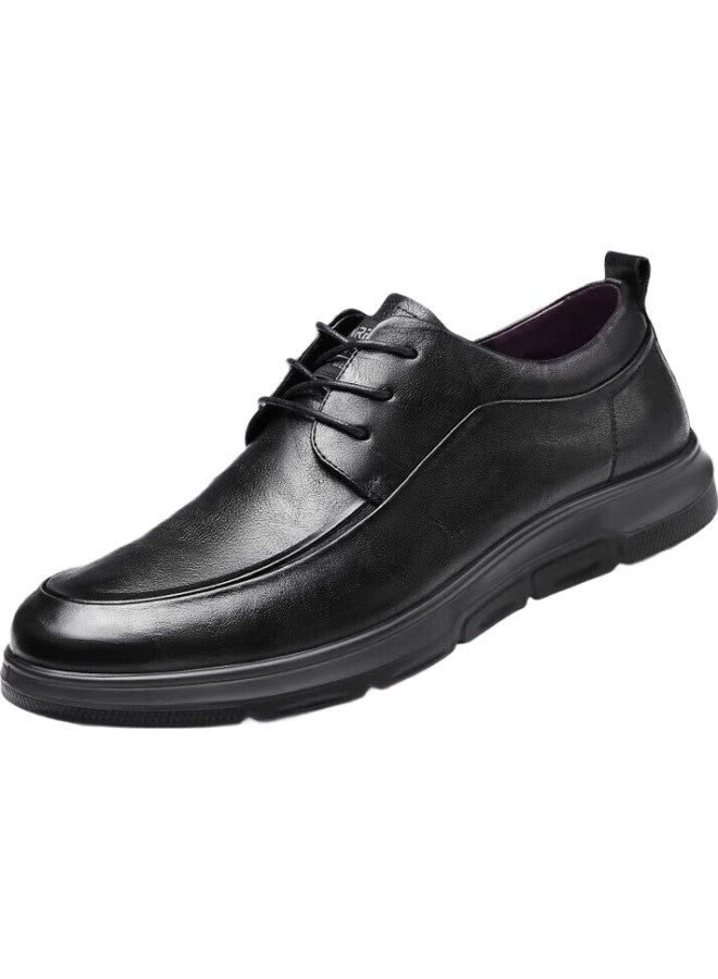 Strongman Top-Grain Leather Fashion Casual Leather Shoes, Lightweight Breathable Simple Men'S Loafers, 87010 Black, Size 41 - Image 1