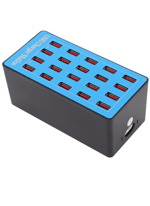 20-Port USB Charging Station, 80W, 2.4A Per Port, Charge 20 Devices Simultaneously, Non-Slip Design, Multi-Port Charger for Smartphones, Tablets  USB Devices (EU Plug)