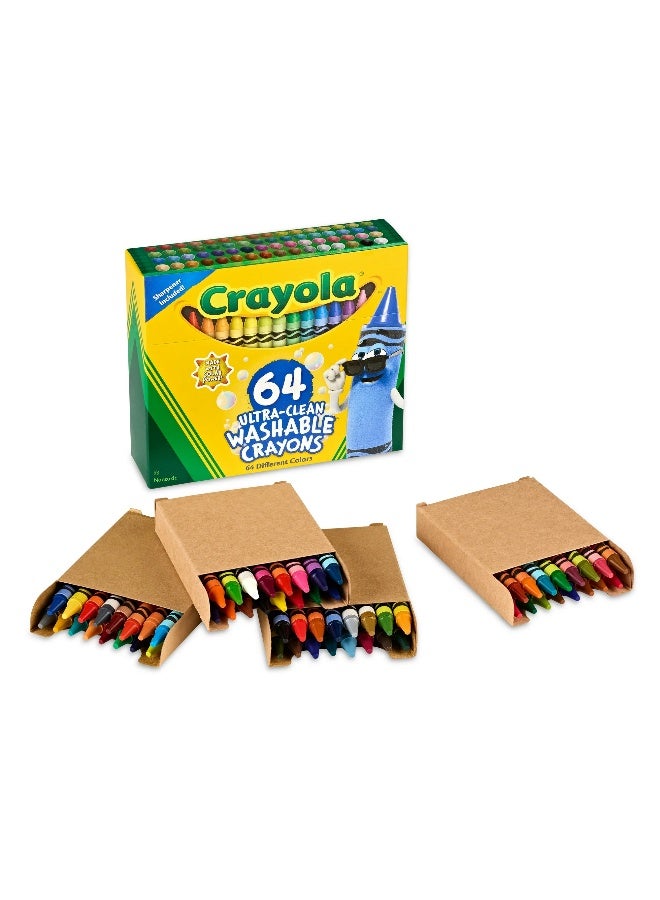Crayola أقلام تلوين قابلة للغسل فائقة النظافة (64 قطعة) - مع مبراة لوازم العودة إلى المدرسة - Image 2