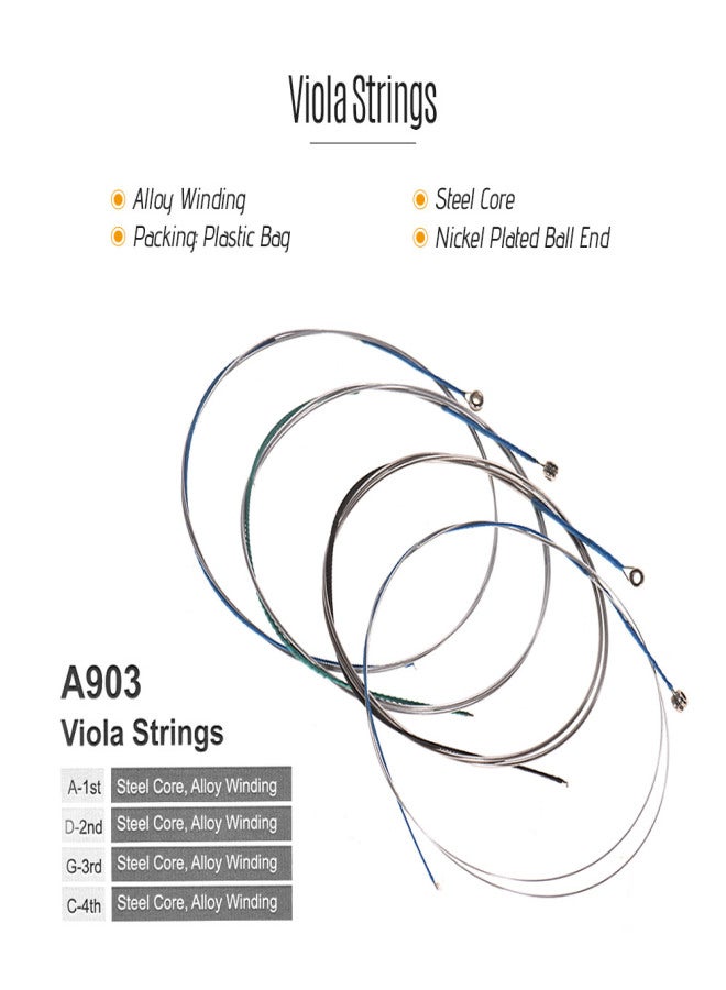 Alice A903 Universal Full Set (A-D-G-C) Viola Strings Steel Core Alloy Winding, 4pcs/set - Image 4
