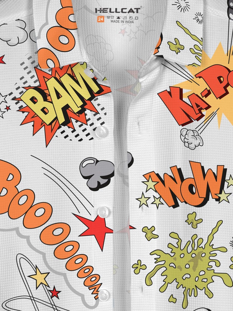 HELLCAT White Trendy Regular Fit Printed Causal Shirt for Boys/White4/3-4 Years - Image 4