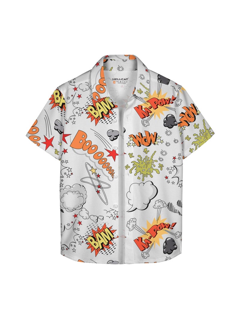 HELLCAT White Trendy Regular Fit Printed Causal Shirt for Boys/White4/3-4 Years - Image 5