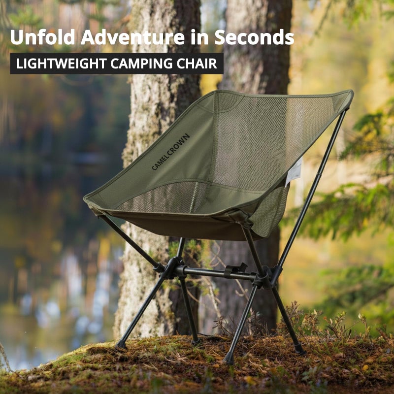 CAMEL CROWN Camping Chair Heavy Duty Backpacking Chair - Ultra-Light Folding Chair with Carry Bag, Portable Compact for Outdoor, Lawn, Hiking, Beach, Picnic - Image 3