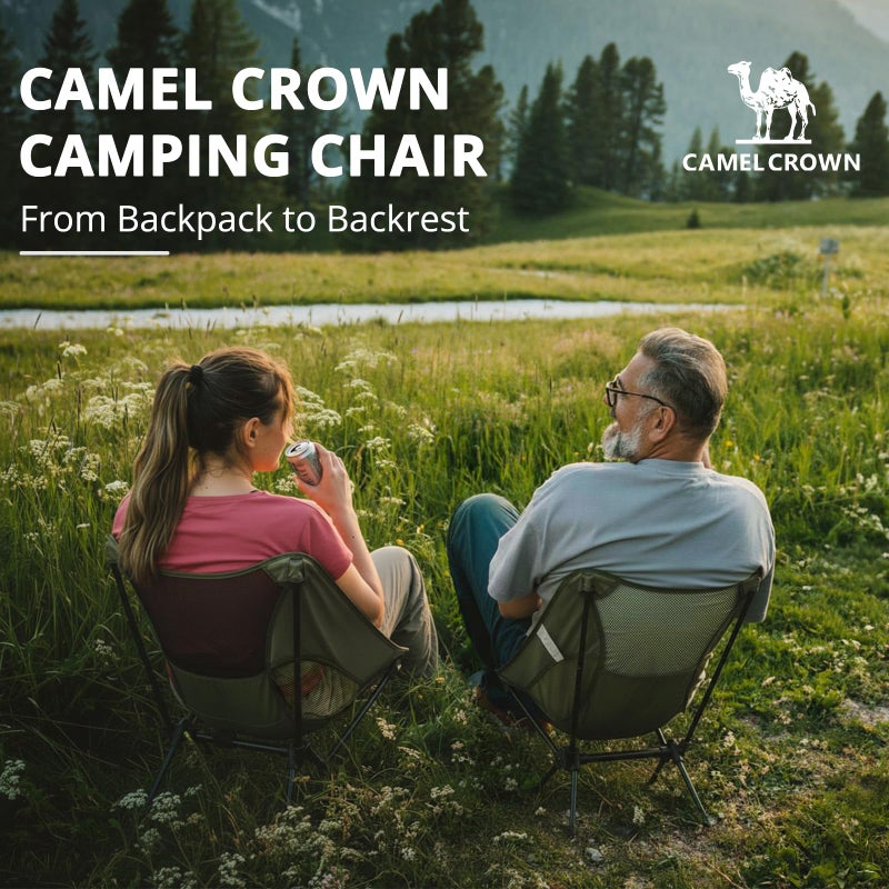 CAMEL CROWN Camping Chair Heavy Duty Backpacking Chair - Ultra-Light Folding Chair with Carry Bag, Portable Compact for Outdoor, Lawn, Hiking, Beach, Picnic - Image 5