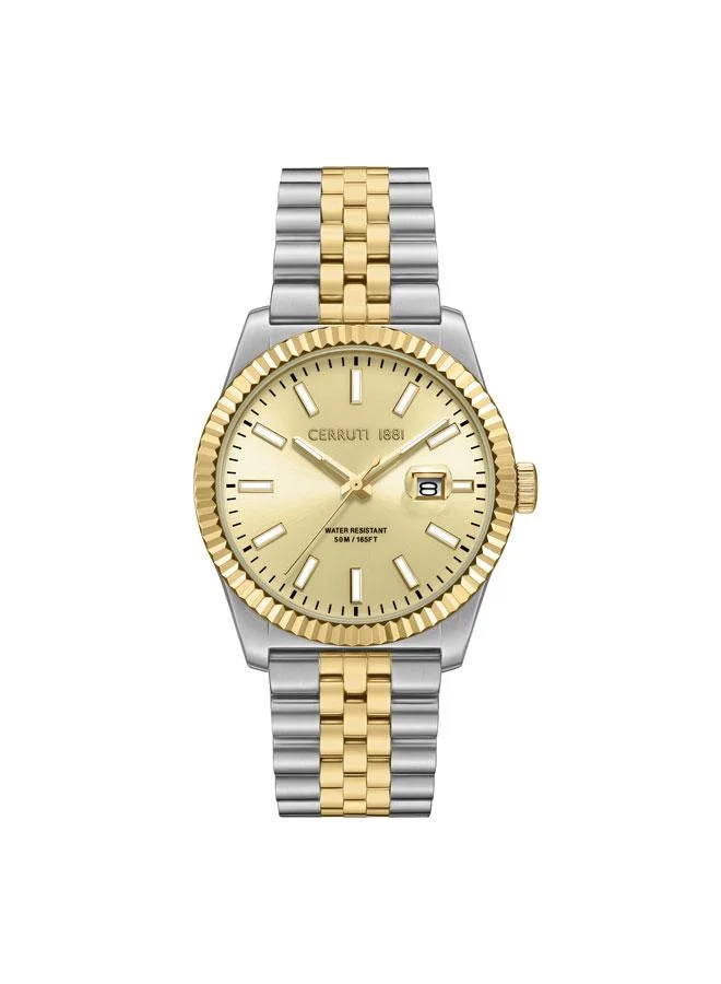 CERRUTI 1881 Chienti 41mm Champagne Dial Stainless Steel Bracelet Analog Watch For Men