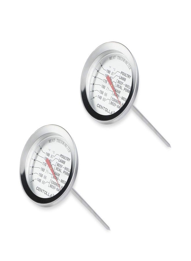 CENTOLLA 2 Pieces Meat Thermometer for Roaster Oven, Food Thermometer for House Cooking,Large 2.12-Inch Easy-Read Face, Oven Safe Leave in,Stainless Steel Stem Silver - Image 1
