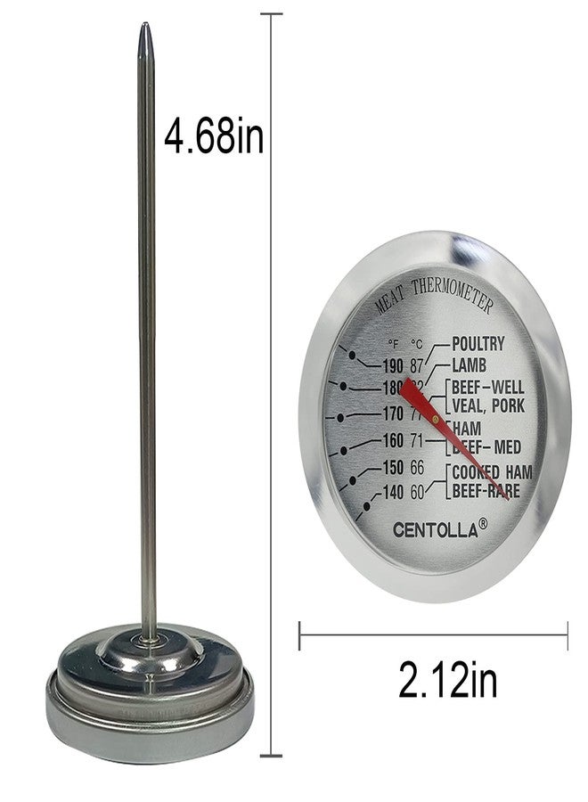 CENTOLLA 2 Pieces Meat Thermometer for Roaster Oven, Food Thermometer for House Cooking,Large 2.12-Inch Easy-Read Face, Oven Safe Leave in,Stainless Steel Stem Silver - Image 2