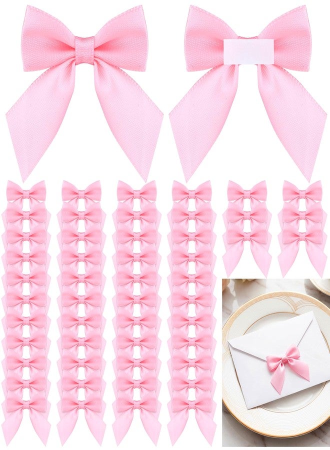 FineCheer 100 Pcs Pink Gift Wrap Bows Pink Satin Ribbon Bows 2.8 Inch Elegant Bow for Gift Wrapping Self Adhesive Bow with Double-Sided Tape for DIY Crafts Wedding Birthday Baby Shower Easter - Image 1