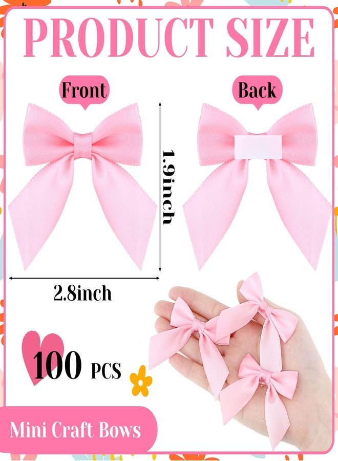 FineCheer 100 Pcs Pink Gift Wrap Bows Pink Satin Ribbon Bows 2.8 Inch Elegant Bow for Gift Wrapping Self Adhesive Bow with Double-Sided Tape for DIY Crafts Wedding Birthday Baby Shower Easter - Image 2