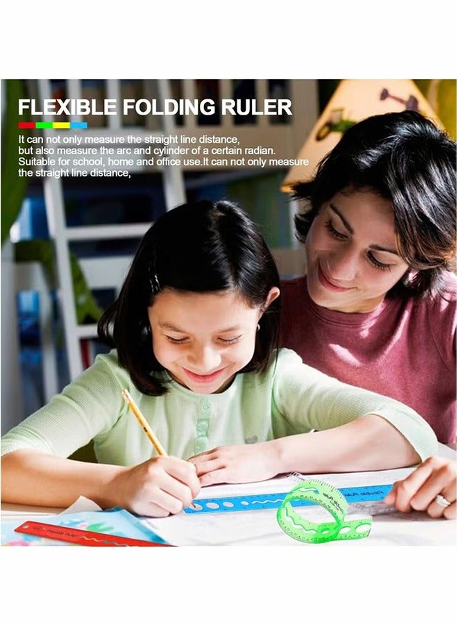 Generic Flexible Ruler Set, 8 Pcs 30cm/12inch Translucent Ruler, 4 Colors Soft Plastic Ruler with Inches and Metric Dual Side Rulers Bendable Rule  - Image 2