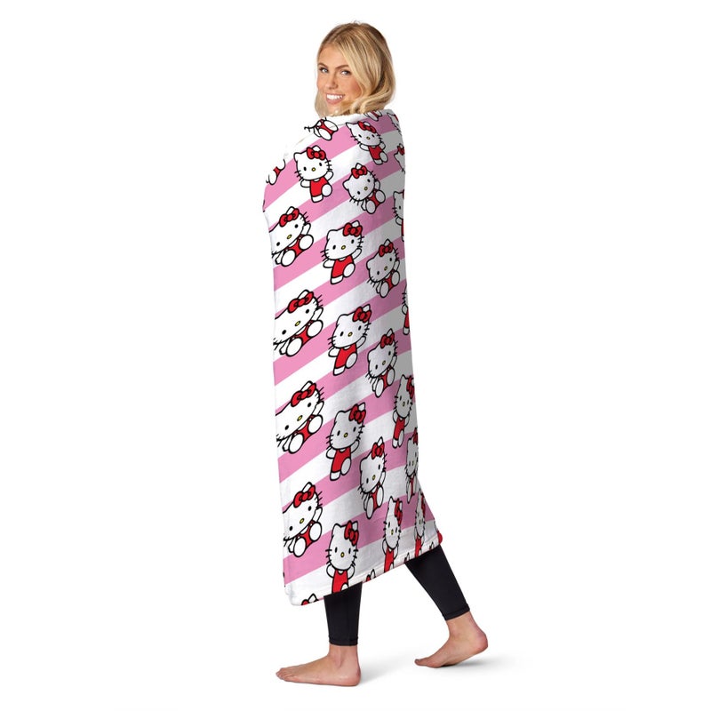 Northwest Hello Kitty Silk Touch Throw Blanket, Soft, 50 x 70 Inches, Bow and Stripes Design - Image 3
