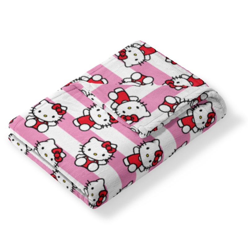 Northwest Hello Kitty Silk Touch Throw Blanket, Soft, 50 x 70 Inches, Bow and Stripes Design - Image 4