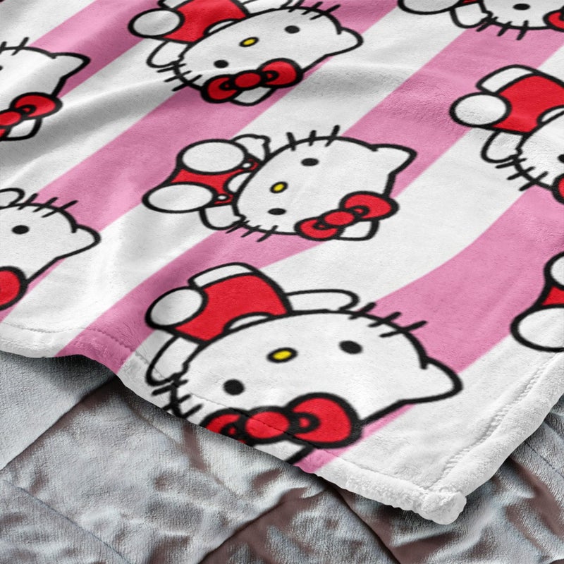 Northwest Hello Kitty Silk Touch Throw Blanket, Soft, 50 x 70 Inches, Bow and Stripes Design - Image 5