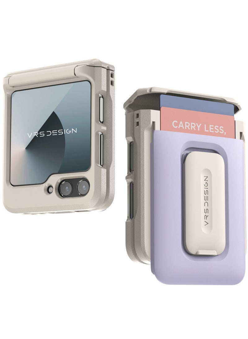 VRS Design D-Wallet Orb Samsung Galaxy Z Flip 6 Case Cover Wallet [2 Card Holder Slot] Built-in [Kickstand] and [Hinge Protection] - Purple - Image 1