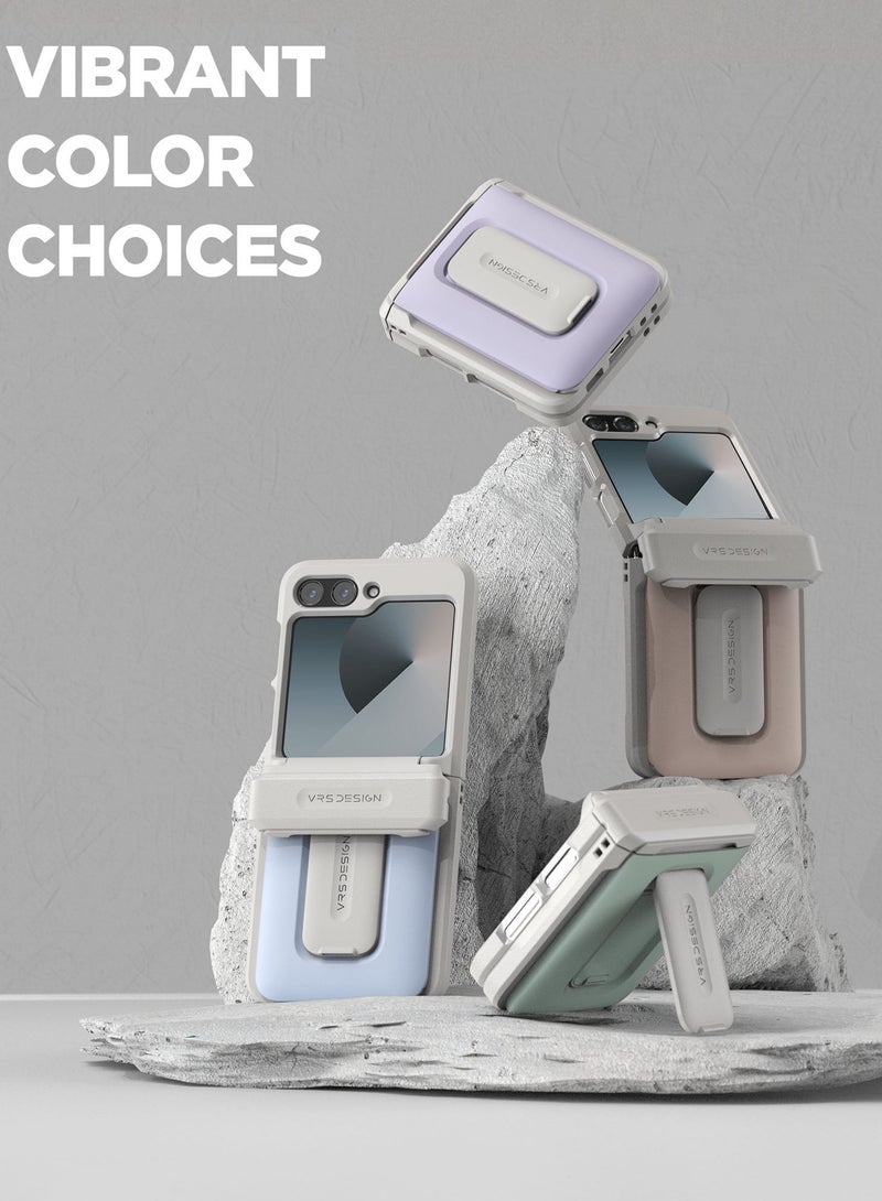 VRS Design D-Wallet Orb Samsung Galaxy Z Flip 6 Case Cover Wallet [2 Card Holder Slot] Built-in [Kickstand] and [Hinge Protection] - Purple - Image 3