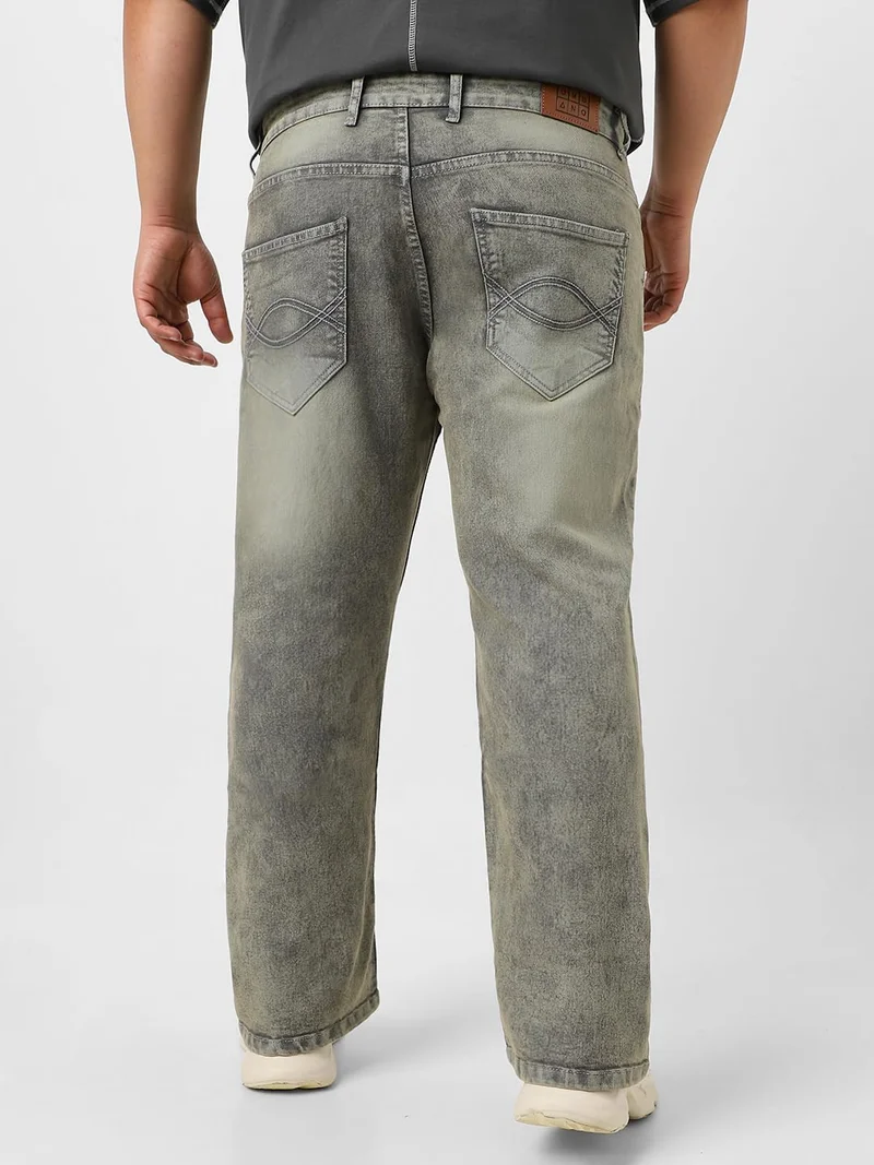 Urbano Fashion  Urbano Plus Men's Light Grey Washed Bootcut Jeans Stretchable  | Best Price UAE