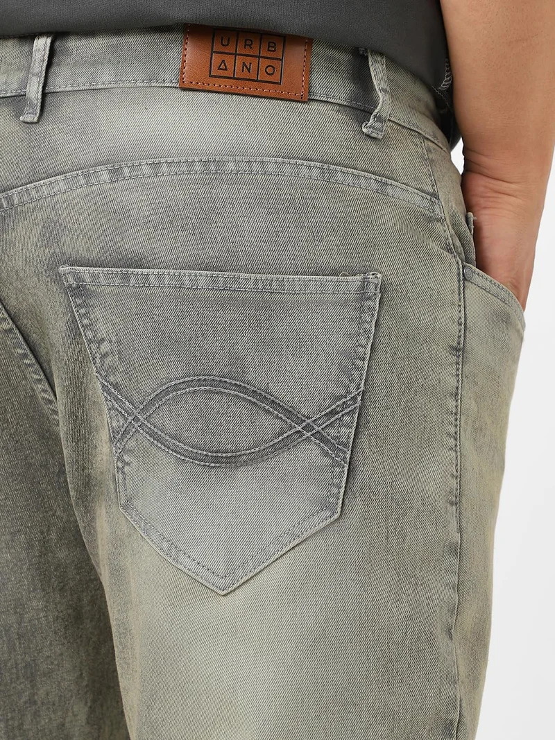 Urbano Fashion  Urbano Plus Men's Light Grey Washed Bootcut Jeans Stretchable  | Best Price UAE
