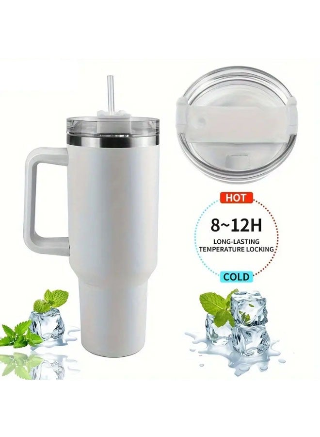 Arabest 40oz Large Capacity Water Bottle With Handle And Straw Lid, Insulated Reusable Stainless Steel Water Bottles Travel Mug Coffee Cup Car Cup Water Cup For Men Women Outdoor Camping Driving  - Image 1