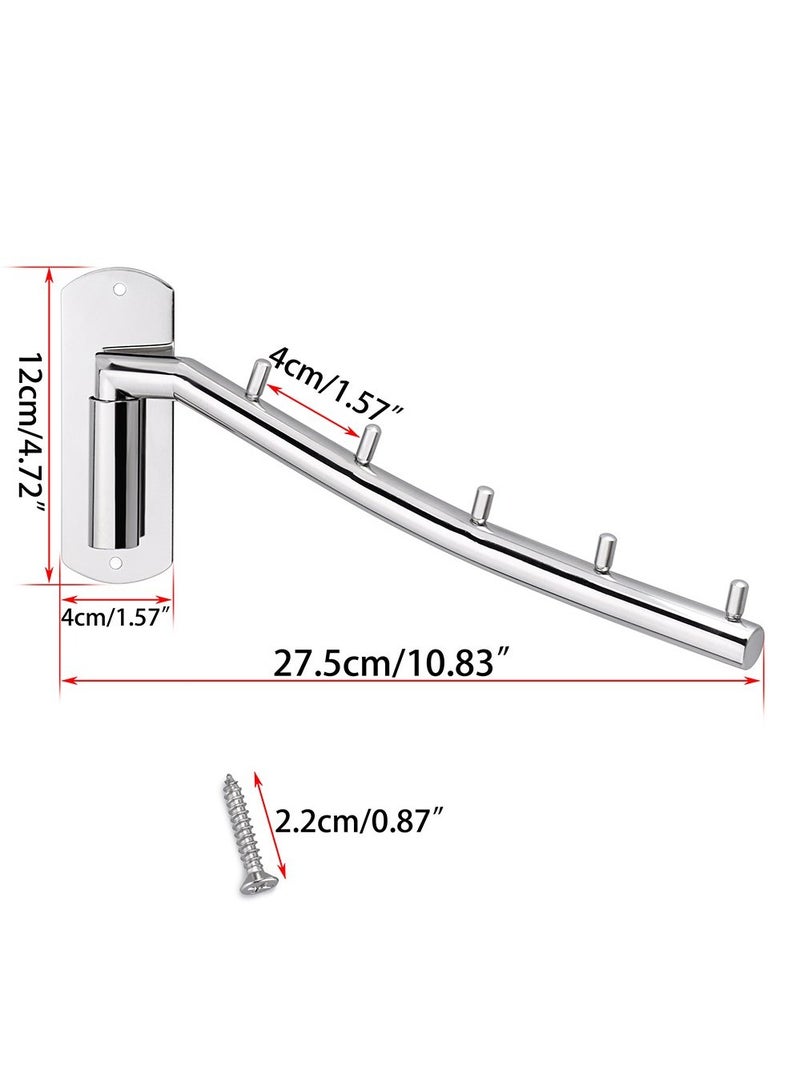 Wall Mounted Clothes Hanger Rack, Stainless Steel Garment Hooks with Swing Arm Holder, Space Saver Clothing and Closet Rod Storage Organizer for Laundry Room Bedrooms Bathrooms - Image 5