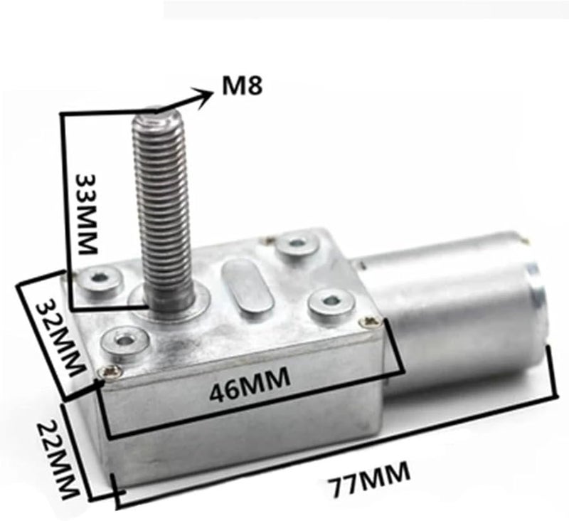 JGY370 M8 DC Worm Geared Motor 6 24V 6 150RPM Self Locking Reducer 33mm - Image 3