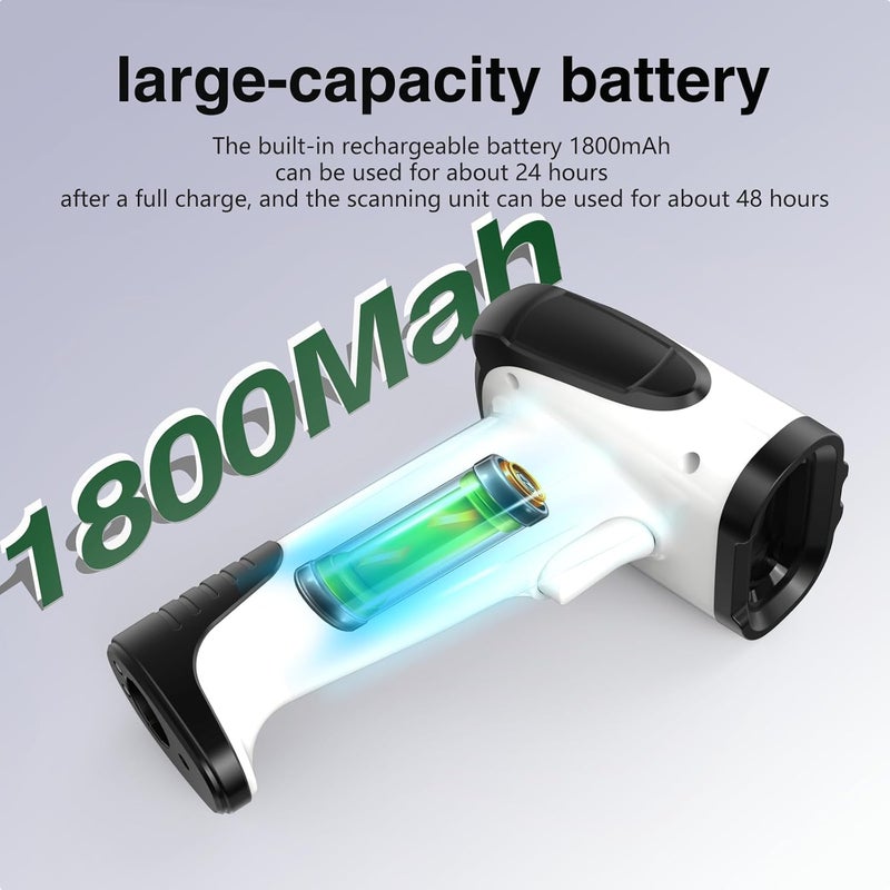 symcode 2D Handheld Wireless Barcode Scanner with Stand 3-in-1 Bluetooth bar Code Scanners - Cordless, Rechargeable 1D and 2D Barcode Scanner for Inventory - Wireless, Handheld, USB Bar Code/QR Code Scanner - Image 3