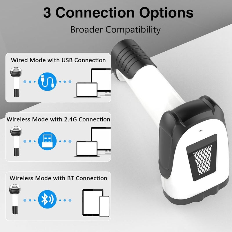 symcode 2D Handheld Wireless Barcode Scanner with Stand 3-in-1 Bluetooth bar Code Scanners - Cordless, Rechargeable 1D and 2D Barcode Scanner for Inventory - Wireless, Handheld, USB Bar Code/QR Code Scanner - Image 4