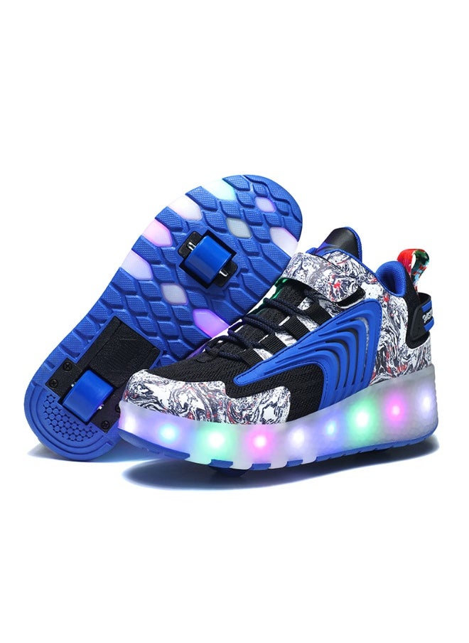 NIBEMINENT LED Flash Light Sneaker Skate Shoes with Wheels USB Charging Roller Skates Shoes 