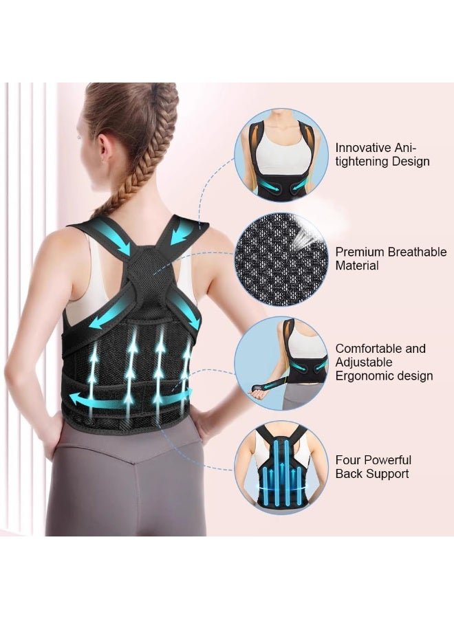 Back Brace and Posture Corrector for Women and Men Back Straightener Posture Corrector Scoliosis and Hunchback Correction Back Pain Spine Corrector Support Adjustable Posture Trainer, Medium - Image 3