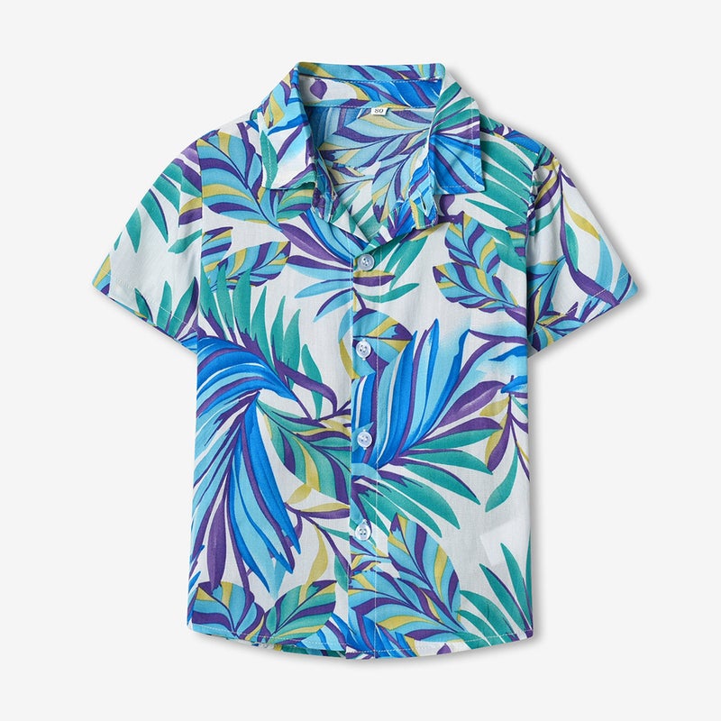 Children'S Clothing Lapel Single-Breasted Cute Flower Cardigan Summer Children'S Casual Beach Hawaiian Shirt Baby - Image 1