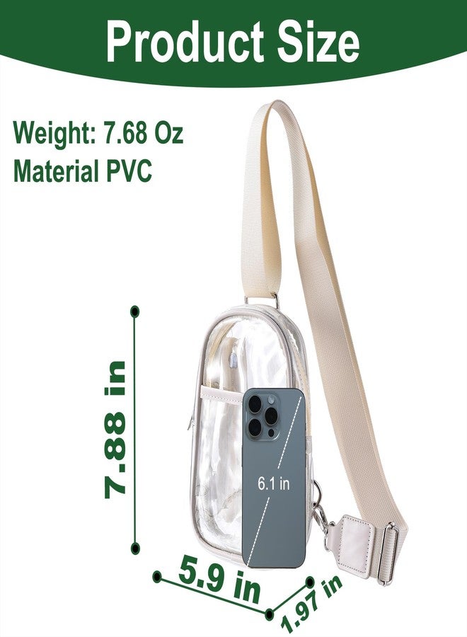 Cizenal Women's Clear Bag for Stadium Events, Clear Crossbody Bag Stadium Approved, Small Clear Purse Bag, Concert Transparent Bag, White - Image 3