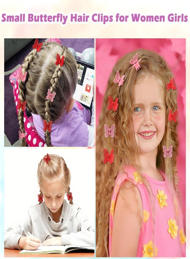 CUBACO 24 Pcs Small Butterfly Hair Clips for Women 0.98" Butterfly Claw Clips Cute Claw Clips for Hair Valentine's Day Hair Accessories for Girls and Women Red Pink - Image 2