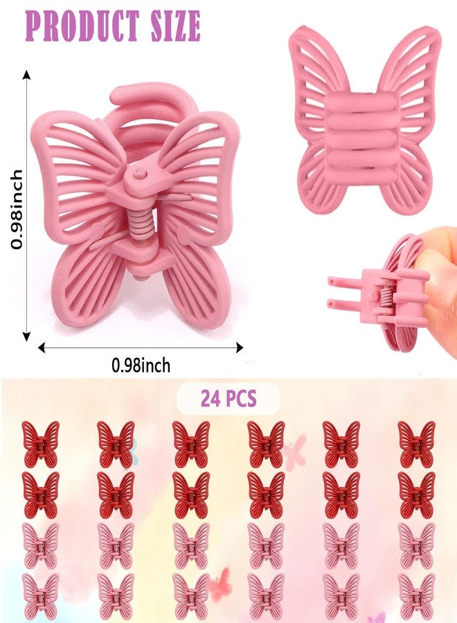 CUBACO 24 Pcs Small Butterfly Hair Clips for Women 0.98" Butterfly Claw Clips Cute Claw Clips for Hair Valentine's Day Hair Accessories for Girls and Women Red Pink - Image 4