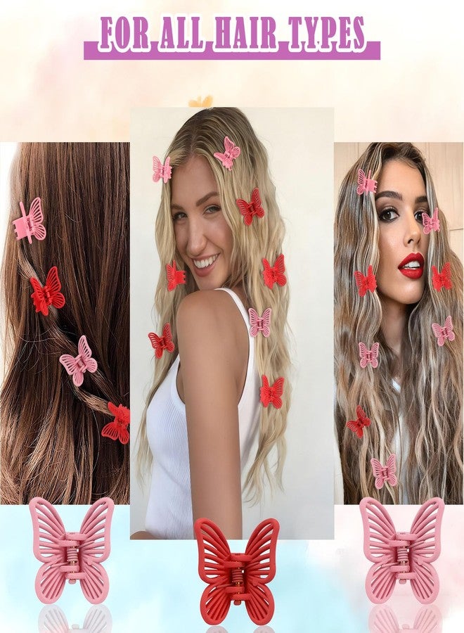 CUBACO 24 Pcs Small Butterfly Hair Clips for Women 0.98" Butterfly Claw Clips Cute Claw Clips for Hair Valentine's Day Hair Accessories for Girls and Women Red Pink - Image 5