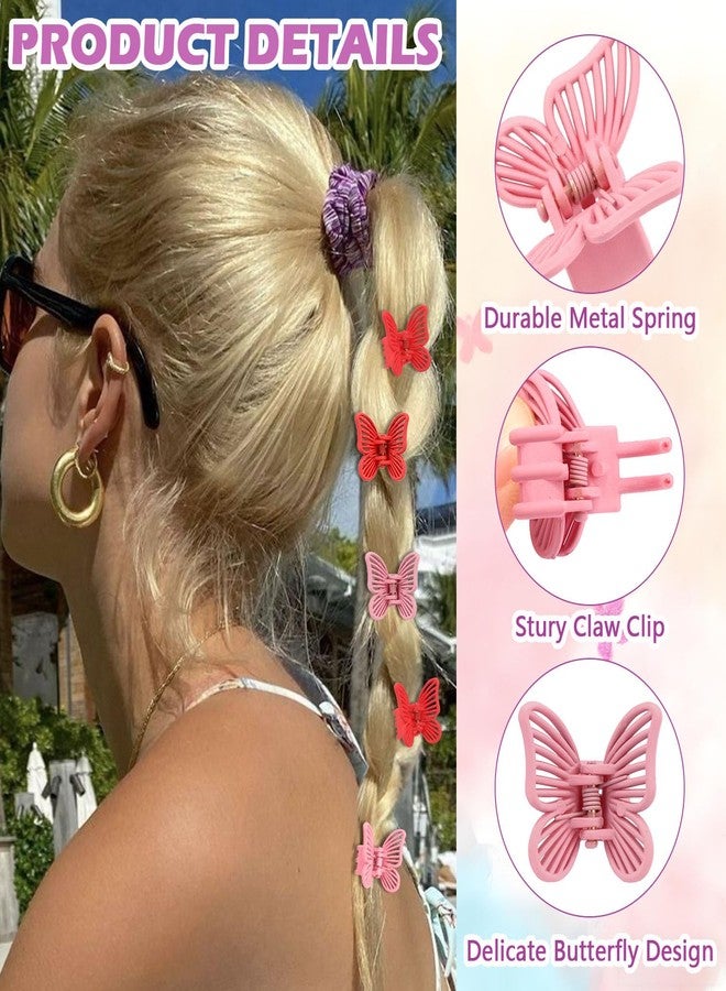 CUBACO 24 Pcs Small Butterfly Hair Clips for Women 0.98" Butterfly Claw Clips Cute Claw Clips for Hair Valentine's Day Hair Accessories for Girls and Women Red Pink - Image 3