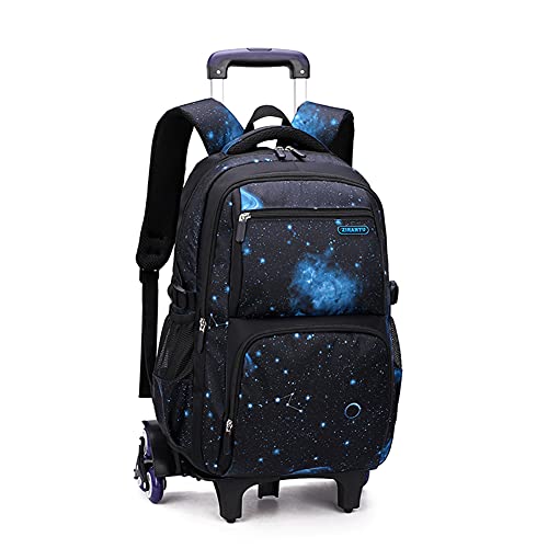 VIDOSCLA Elementary Galaxy Teens Rolling Backpack Kids Boys Luggage with Wheels Trolly BookBag for School-6 Wheels - Image 1