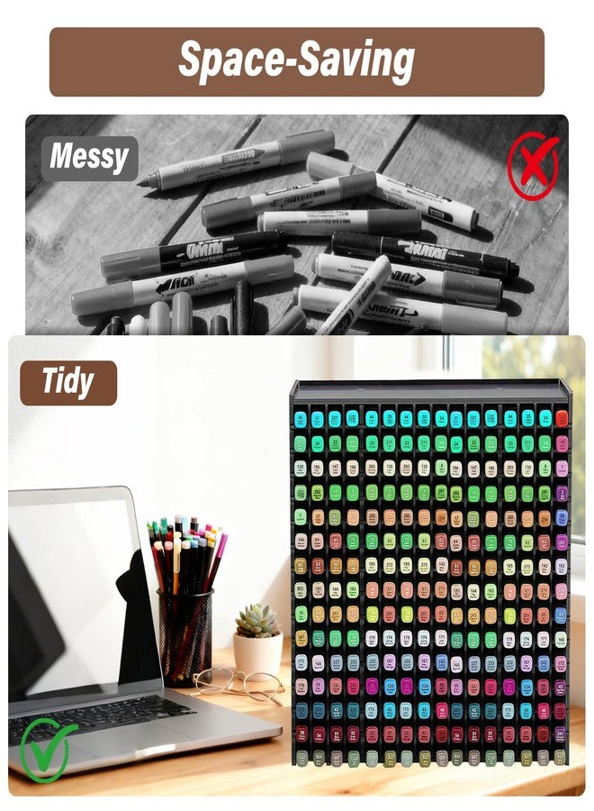 Yrangee Marker Organizer,240-Slots Marker Holder with Adjustable Divider, Desk Markers Storage Organizer for Pens Colored Pencils Art Brushes Home Office Art Room and Classroom - Image 5