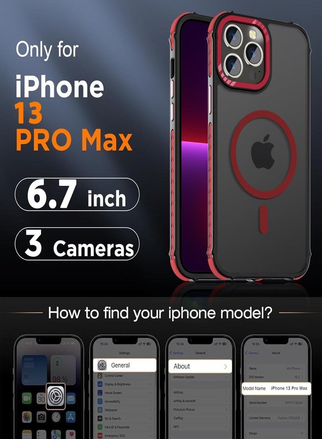 DEERLAMN Strong Magnetic Case for iPhone 13 Pro Max,[Compatible with Magsafe][Military-Grade Protection] Translucent Matte Slim Shockproof Protective Phone Cover for Women Men-Forest Red - Image 2