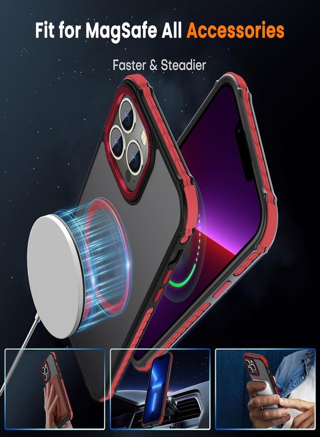 DEERLAMN Strong Magnetic Case for iPhone 13 Pro Max,[Compatible with Magsafe][Military-Grade Protection] Translucent Matte Slim Shockproof Protective Phone Cover for Women Men-Forest Red - Image 4