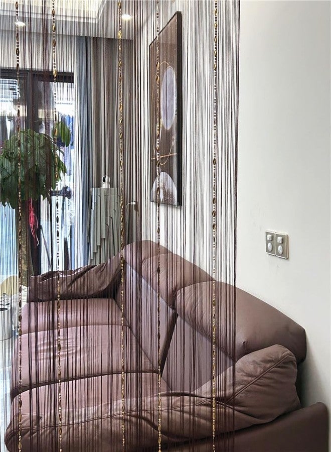 ave split 100cmX200cm Decorative Door String Curtain Beads Wall Panel Fringe Window Room Divider Blind for Wedding Coffee House Restaurant Parts Door Divider Beads Tassel Screen Decoration (coffee25) - Image 4