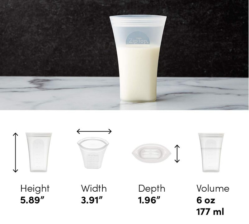 Zip Top Reusable 100% Platinum Silicone Breast Milk Storage, Made in the USA - Bag Set of 6 + Freezer Tray - Image 3