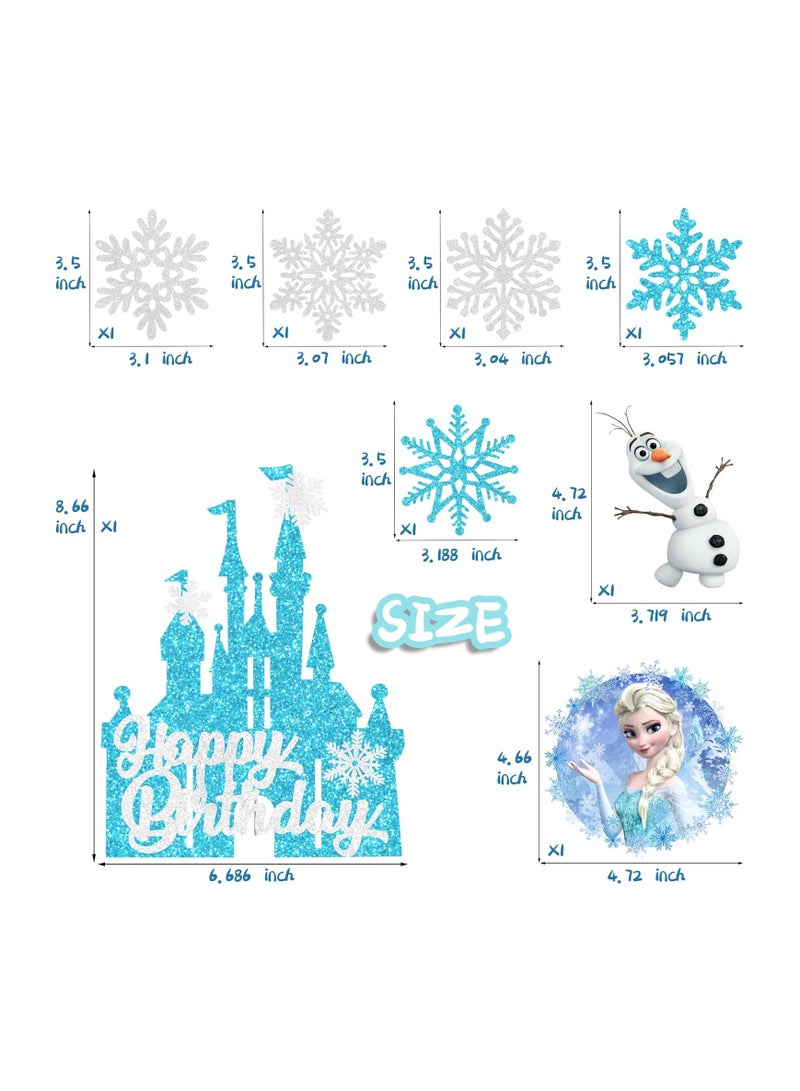 Frozen Castle Birthday Cake Topper, Winter Princess Birthday Supplies Snowflake Cartoon Theme Cake Decoration For kids - Image 2