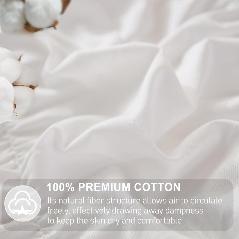 Bedbay White Cotton Wrinkle Duvet Cover,Ruched Bedding Comforter Cover,King Size Duvet Cover 100% Cotton,Bohemian Dorm Bedding Set 3 Pcs 1 Boho Comforter Cover 2 Pillowcases - Image 5