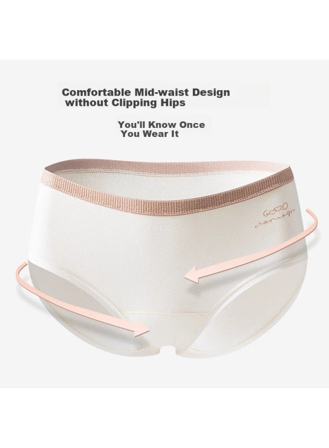 PLANDOO Palando Women's Cotton Healthy Antibacterial Breathable Seamless Teenage Fashion Contrast Color Waistband 4-pack L - Image 2