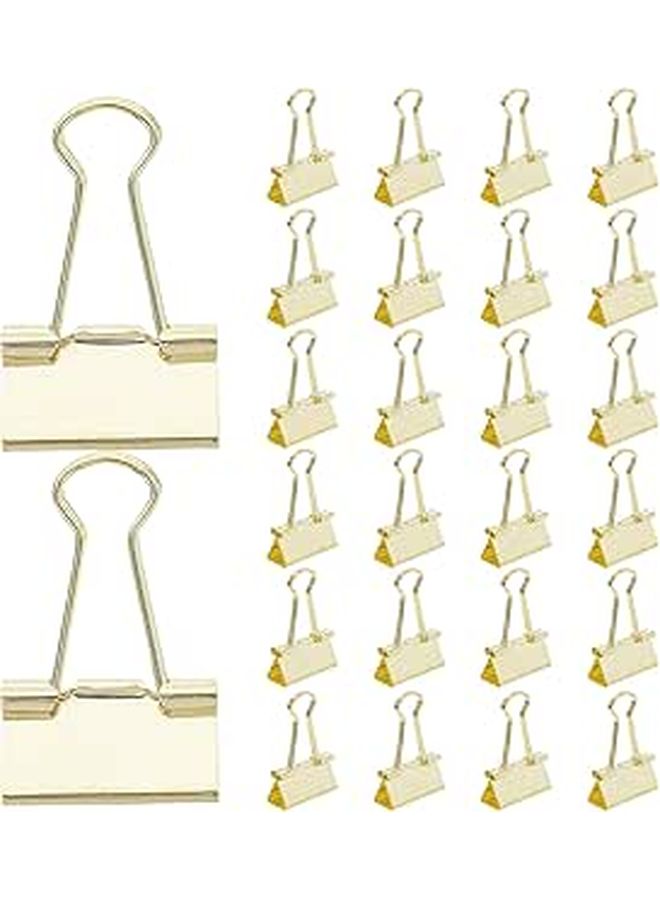 48 Pcs 25mm Gold Metal Binder Clips For Office Home Document File Organization - Image 1