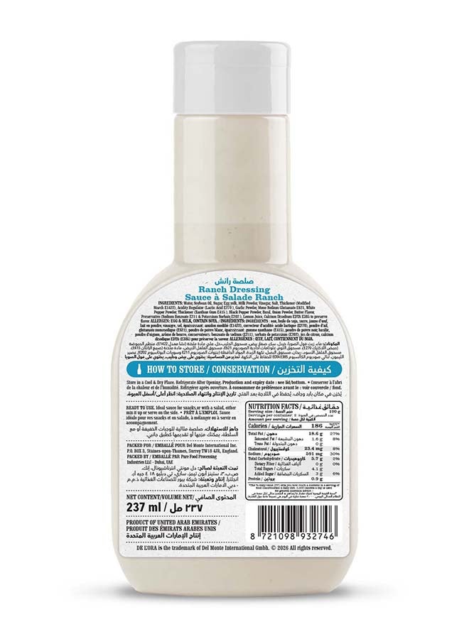 DELORA Salad Dressing Ranch 12X237 Ml - Image 2