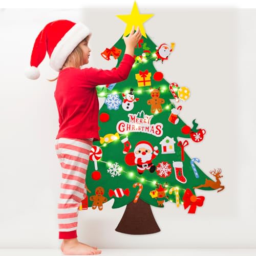 Max Fun DIY Felt Christmas Tree Set 32Ft with 41 Ornaments for Kids Toddlers Home Wall Hanging Felt Christmas Craft Kits Xmas Decoration Party Supplies - Image 5