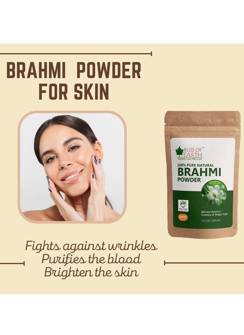 BLISS OF EARTH Bliss of Earth Pure & Natural Brahmi Powder Great for skin & Hair 100GM  - Image 3