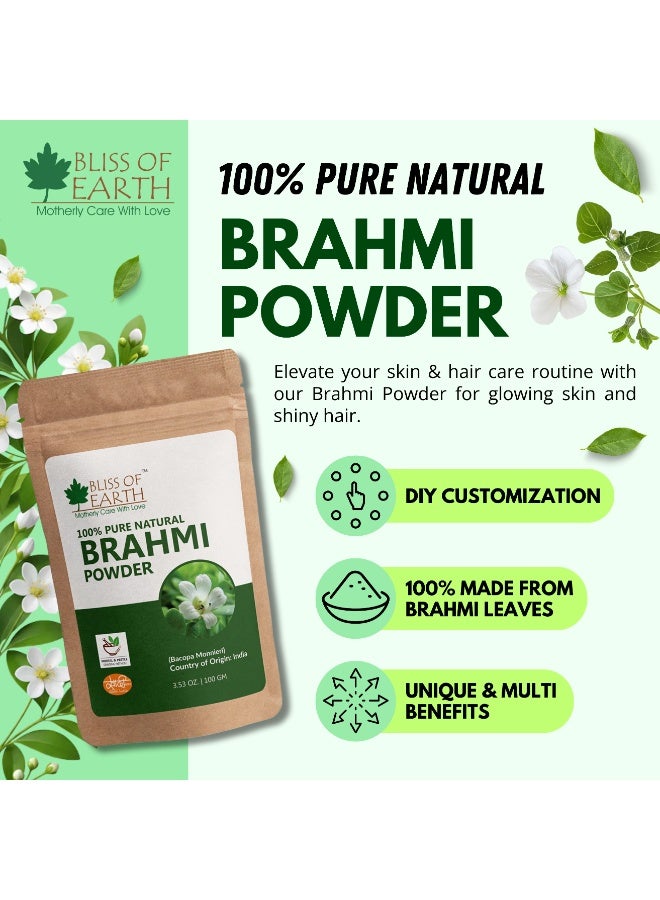 Bliss of Earth Brahmi Powder 100g | 100% Pure Bacopa Monnieri Powder | Natural Hair & Scalp Care Powder | Ayurvedic Herbal Cosmetic Ingredient - Image 2
