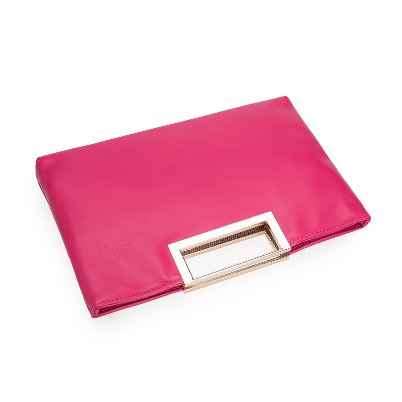 CHARMING TAILOR Fashion PU Leather Handbag Stylish Women Convertible Clutch Purse (Hot Pink) - Image 5